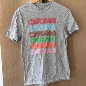 Chicago Graphic Crewneck T-Shirt - Gray with Multi-Color Print